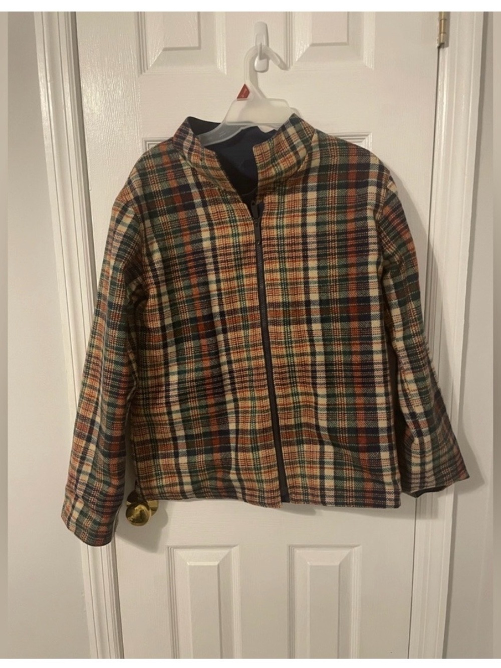 Vintage Plaid Navy Reversible Faux Wool Jacket